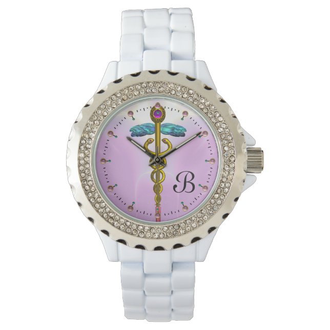 Montre MONOGRAMME D'OR CADUCÉ, Lilac rose (devant)