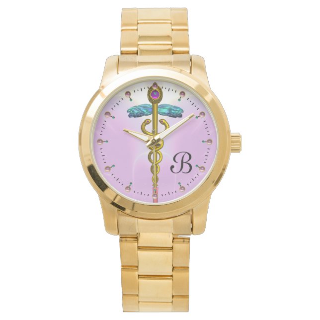 Montre MONOGRAMME D'OR CADUCÉ, Lilac rose (devant)