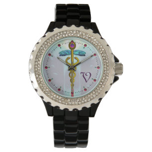 Montre MONOGRAMME D'OR CADUCUS, Bleu Aqua