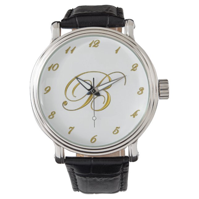Montre Monogramme d'or Monographie initiale B avec chiffr (devant)