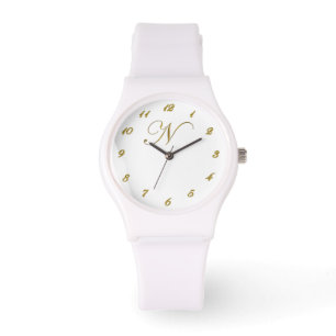 Montre Monogramme d'or Monographie initiale N avec chiffr