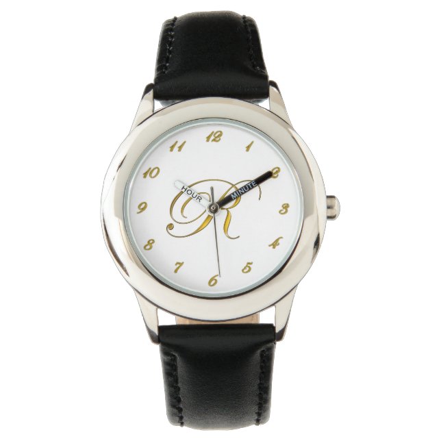 Montre Monogramme d'or Monographie R initiale avec chiffr (devant)