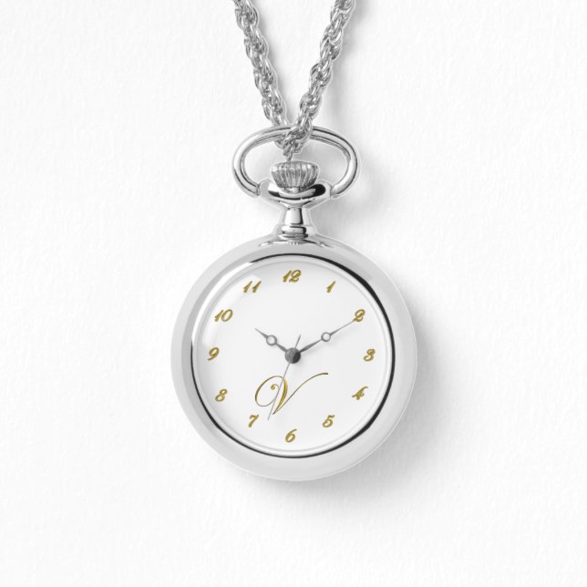 Montre Monogramme d'or Monographie V initiale avec chiffr (Recto)