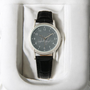 Montre Monogramme élégant gris tendance Initiale et nom