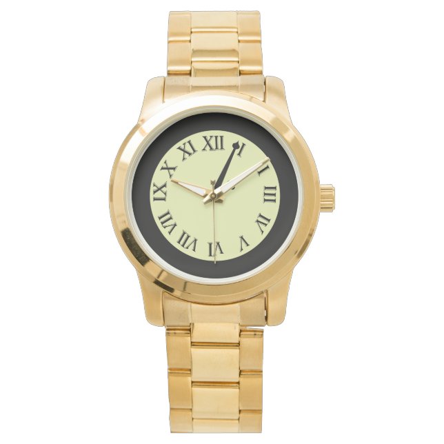 Montre Monogramme Élégant Unisexe Oversize Or  (devant)