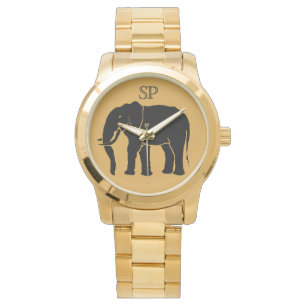 Montre Monogramme Eléphant noir africain sur Arrière - pl
