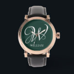 Montre Monogramme Émeraude Élégant Personnalisé Initial<br><div class="desc">Monogramme original personnalisé simple dans la typographie moderne. Un cadeau personnalisé parfait avec une touche personnelle</div>