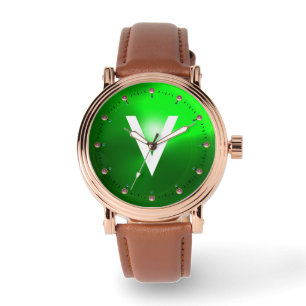 MONTRE MONOGRAMME EN EMÉRAUDE VERT IMPRIMÉ