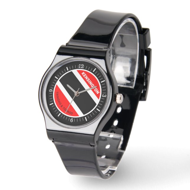 Montre Monogramme en texte blanc Trinité-et-Tobago (Angle)