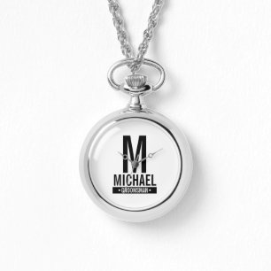 Montre Monogramme et nom du Groomsman personnalisé