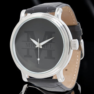 Montre Monogramme et nom élégants personnalisés
