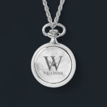 Montre Monogramme et nom personnalisés classiques<br><div class="desc">Monogramme personnalisé et cadeau de nom caractéristiques monogramme personnalisé et nom en gris classique style de police serif sur arrière - plan en marbre blanc. Idéal pour des vacances, des réunions de famille et des occasions spéciales. Remarque : Les détails du marbre sont simulés dans l'oeuvre. Il n'y aura pas...</div>