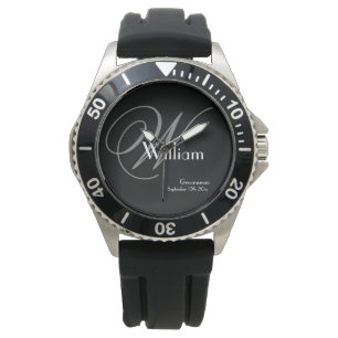 Montre Monogramme gris Nom blanc Classique robuste Garçon