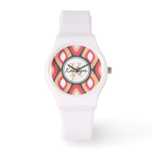 Montre Monogramme Ikat Diamonds Motif gris rose