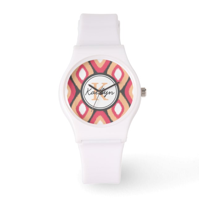 Montre Monogramme Ikat Diamonds Motif gris rose (Recto)
