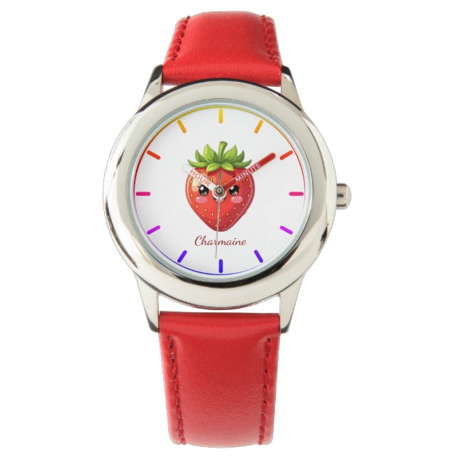 Montre Monogramme jolie fraise kawaii (devant)