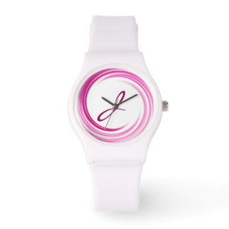 Montre Monogramme Lavender Swirl Art Abstrait