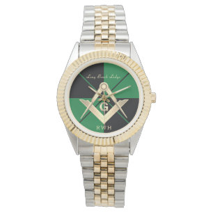 Montre Monogramme Masonic Lodge Motif vert Monogram Montr