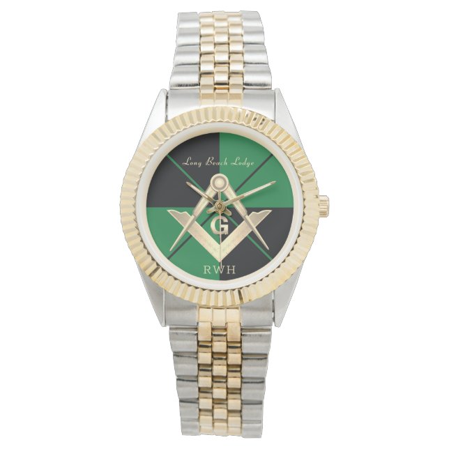 Montre Monogramme Masonic Lodge Motif vert Monogram Montr (devant)