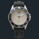 Montre Monogramme minimaliste moderne initial<br><div class="desc">Monogramme sportif moderne Simple Beige Noir Monogramme Emblème Minimal Classic Block Typographie</div>