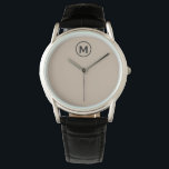 Montre Monogramme minimaliste moderne initial<br><div class="desc">Monogramme minimaliste moderne Monogramme noir Beige Emblème Classic Block Typographie Monogramme</div>