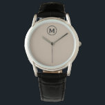 Montre Monogramme minimaliste moderne initial<br><div class="desc">Monogramme minimaliste moderne Monogramme noir Beige Emblème Classic Block Typographie Monogramme</div>