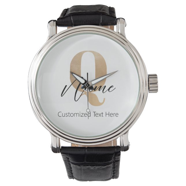 Montre Monogramme Moderne Initiale Q & Nom Personnalisé (devant)