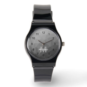 Montre Monogramme Motif géométrique Gris Gradient