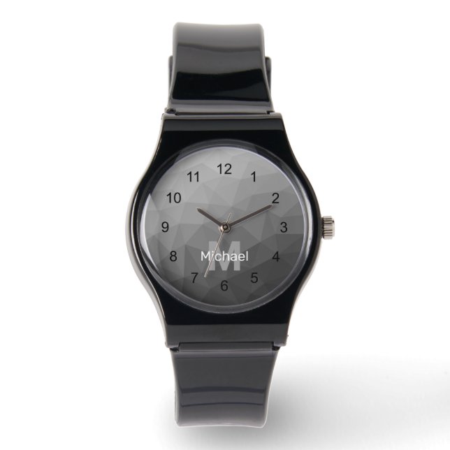 Montre Monogramme Motif géométrique Gris Gradient (Recto)