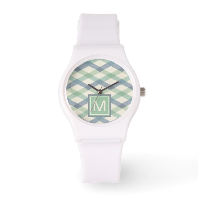 Montre Monogramme | Motif géométrique Pastel (Recto)