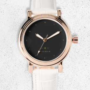 Montre Monogramme Noir Élégant minimaliste moderne