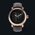 Montre Monogramme noir gris élégant personnalisé initial<br><div class="desc">Monogramme original personnalisé simple dans la typographie moderne. Un cadeau personnalisé parfait avec une touche personnelle</div>
