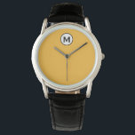 Montre Monogramme noir jaune moutarde moderne tendance<br><div class="desc">Monogramme moderne tendance Monogramme Emblème Classic Block Typographie Monogramme Solide Mustard Jaune Arrière - plan</div>