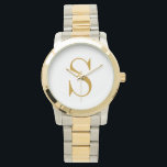 Montre Monogramme Nom Initial Moderne Personnalisé Or<br><div class="desc">Élevez votre style avec cette Montre Personnalisée Monogramme Nom Initial en Or. Dotée d'une finition or élégante et d'une initiale personnalisée stylée,  c'est un accessoire intemporel et un souvenir précieux—parfait pour une élégance quotidienne ou un cadeau attentionné qu'ils chérira. Chic simple associé à l'élégance.</div>