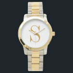 Montre Monogramme Nom Initial Moderne Personnalisé Or<br><div class="desc">Élevez votre style avec cette Montre Personnalisée Monogramme Nom Initial en Or. Dotée d'une finition or élégante et d'une initiale personnalisée stylée,  c'est un accessoire intemporel et un souvenir précieux—parfait pour une élégance quotidienne ou un cadeau attentionné qu'ils chérira. Chic simple associé à l'élégance.</div>
