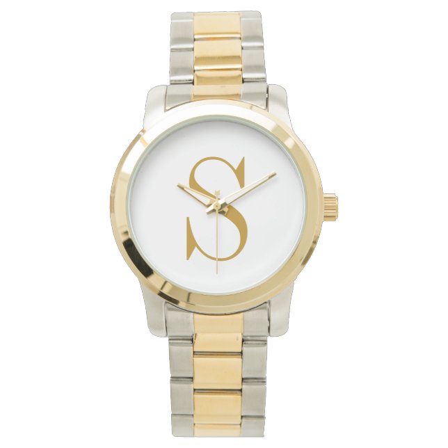 Montre Monogramme Nom Initial Moderne Personnalisé Or  (devant)