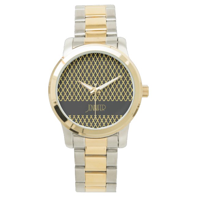 Montre Monogramme or et noir quatrefoil motif (devant)