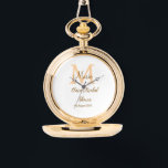Montre Monogramme orange pour la fête de mariage avec nom<br><div class="desc">Belle conception</div>