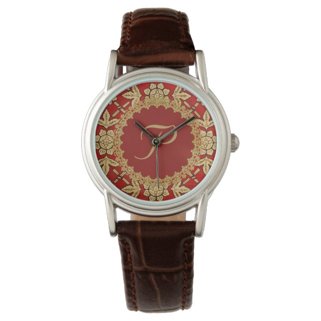Montre Monogramme orange rouge et or (devant)