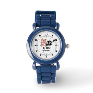 Montre Monogramme personnalisé B pour ours drôle animal m