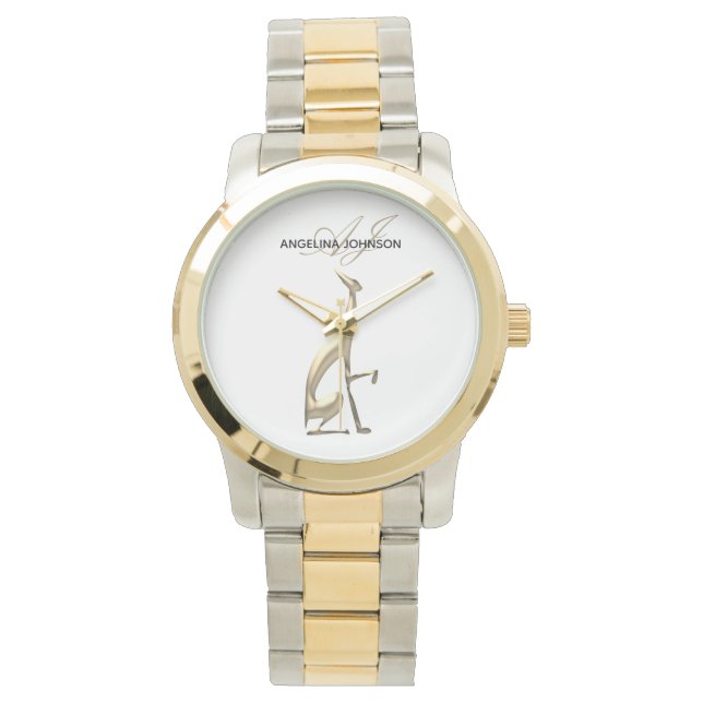Montre Monogramme Personnalisé Chien Doré (devant)