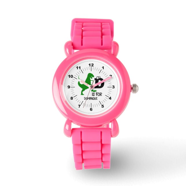 Montre Monogramme personnalisé D pour Dinosaur mignon T R (Recto)