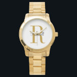 Montre Monogramme personnalisé de nom initial en or<br><div class="desc">Montre personnalisée avec votre nom et monogramme unique. Cliquez sur Personnaliser pour modifier les polices et les couleurs ou ajouter votre propre texte et images pour créer un cadeau unique. Facile à personnaliser. Obtenez le vôtre aujourd'hui !</div>