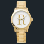 Montre Monogramme personnalisé de nom initial en or<br><div class="desc">Montre personnalisée avec votre nom et monogramme unique. Cliquez sur Personnaliser pour modifier les polices et les couleurs ou ajouter votre propre texte et images pour créer un cadeau unique. Facile à personnaliser. Obtenez le vôtre aujourd'hui !</div>