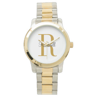 Montre Monogramme personnalisé de nom initial en or