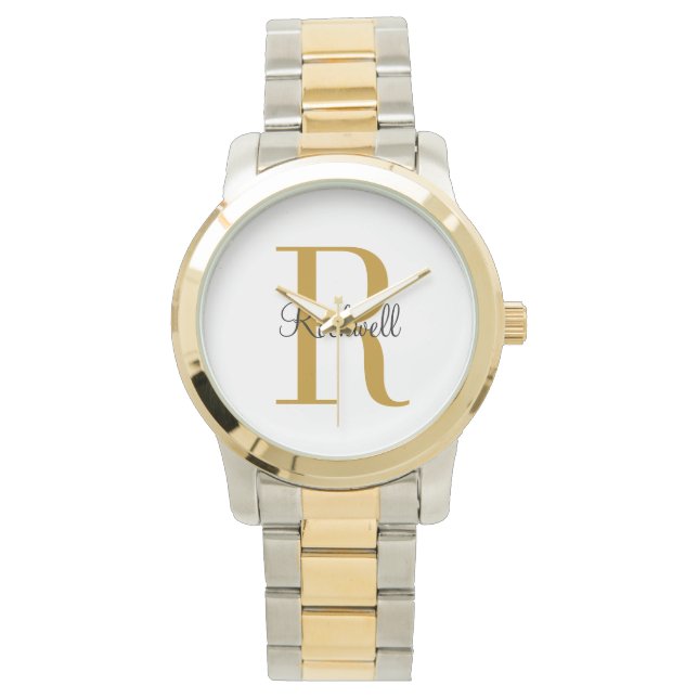 Montre Monogramme personnalisé de nom initial en or (devant)