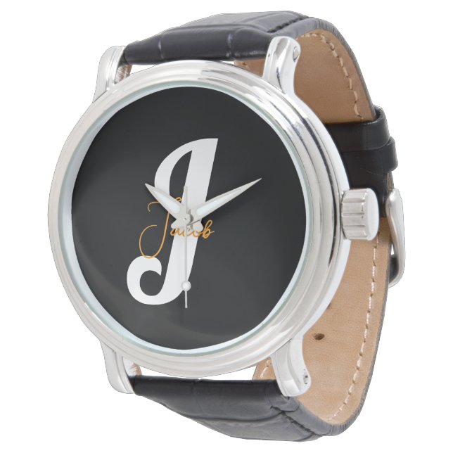 Montre Monogramme personnalisé - Design personnalisé élég (Incliné)