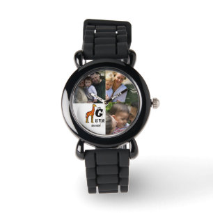 Montre monogramme personnalisé G est pour Giraffe girafes