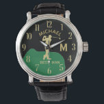 Montre Monogramme personnalisé Nom de golf Best Man Gfit<br><div class="desc">Cette montre unique est conçue comme un cadeau pour votre Best Man (ou Groomsmen) qui favorise vraiment le golf. Caractéristiques du monogramme / initial; prénom et date du mariage. Il y a même une couche unique du monogramme — regardez attentivement et vous verrez trois couleurs, ce qui lui donne une...</div>