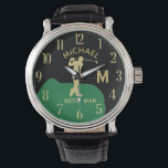 Montre Monogramme personnalisé Nom de golf Best Man Gfit<br><div class="desc">Cette montre unique est conçue comme un cadeau pour votre Best Man (ou Groomsmen) qui favorise vraiment le golf. Caractéristiques du monogramme / initial; prénom et date du mariage. Il y a même une couche unique du monogramme — regardez attentivement et vous verrez trois couleurs, ce qui lui donne une...</div>